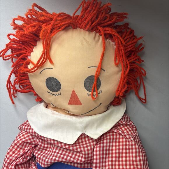 Raggedy Ann Cloth Doll 36” Jumbo Size – Vintage Style Red Yarn Hair Blue Pants C - Picture 5 of 7
